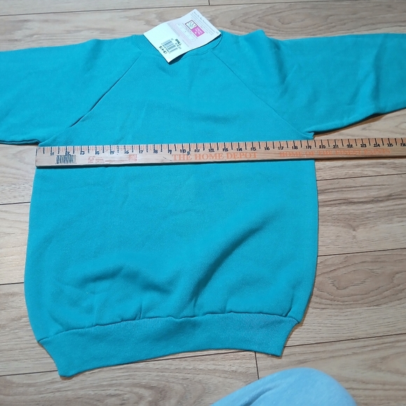 Vtg 90's NWT Hanes Her Way Aqua Raglan Crewneck Light Sweatshirt Womens Sz Small - Picture 7 of 9